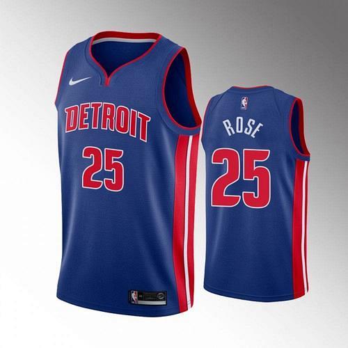 Men's Detroit Pistons #25 Derrick Rose 2020 Icon Blue Jersey