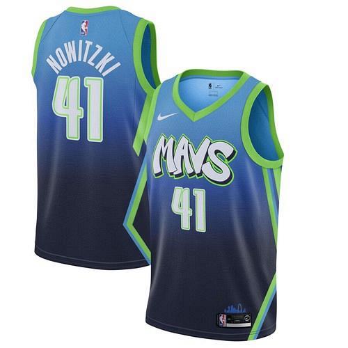 Men's Dallas Mavericks #41 Dirk Nowitzki 2020 Blue City Jersey