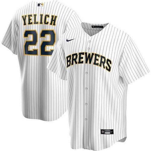 Men Christian Yelich Milwaukee Brewers White Alternate Replica Player Jersey