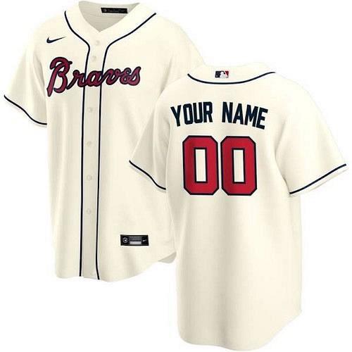 Men's Atlanta Braves Cream Alternate Replica Custom Jersey