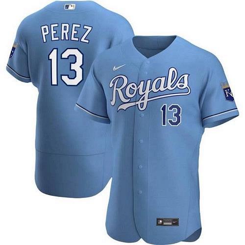 Men's Salvador Perez Kansas City Royals Light Blue Alternate Authentic Player Jersey