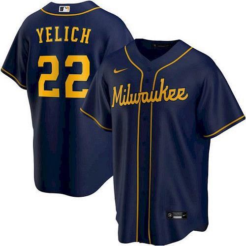 Men's Christian Yelich Milwaukee Brewers Navy Alternate Replica Player Jersey