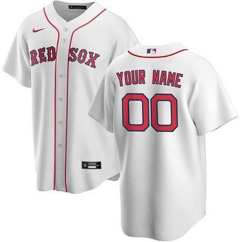 Men's Boston Red Sox White Home Replica Custom Jersey Large