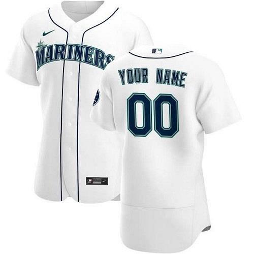 Men's Seattle Mariners White Home Authentic Custom Jersey