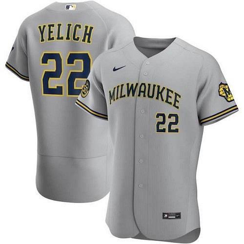 Men's Christian Yelich Milwaukee Brewers Gray Road Authentic Player Jersey