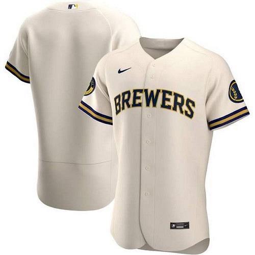 Men's Milwaukee Brewers Cream Home Authentic Team Jersey