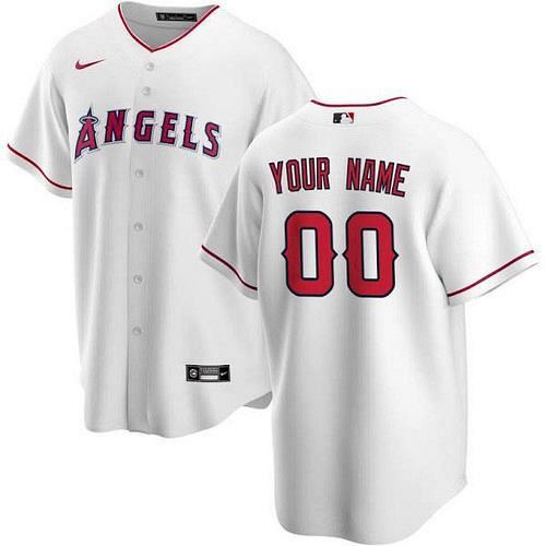 Men's Los Angeles Angels White Home Replica Custom Jersey Large