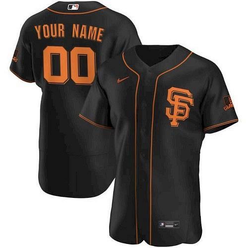 Men San Francisco Giants Black Alternate Official Authentic Custom Jersey