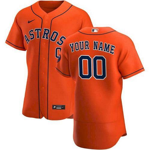 Men Houston Astros Orange Alternate Authentic Custom Jersey