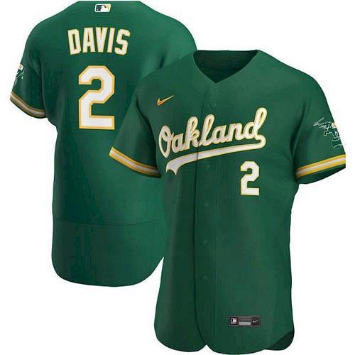 Men Khris Davis Oakland Athletics Kelly Green Alternate Authentic Player Jersey