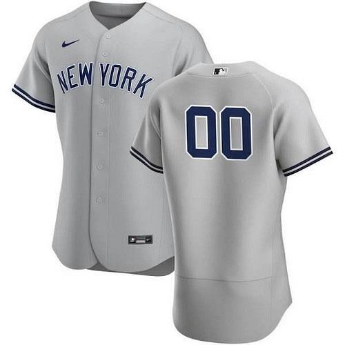 Men New York Yankees Gray Road Authentic Custom Jersey