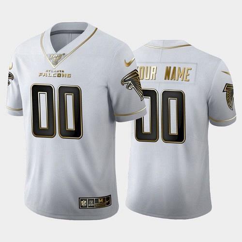 Men's Falcons Custom 100th Season Golden Edition Vapor Limited Jersey