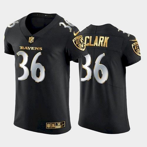 Men's Baltimore Ravens Chuck Clark Golden Edition Elite Jersey - Black
