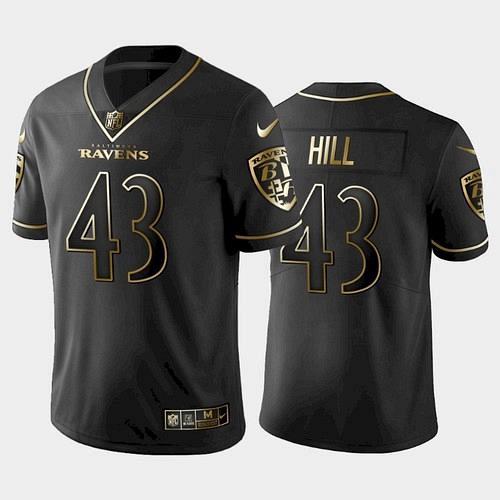 Men's Ravens Justice Hill Golden Edition Vapor Limited Jersey - Black