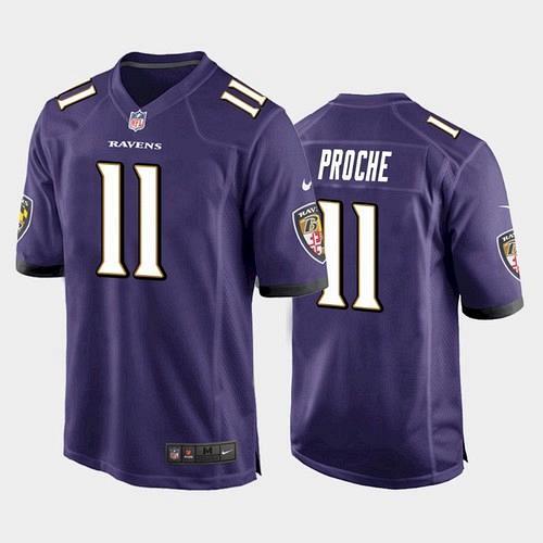 Men's Baltimore Ravens James Proche Game Jersey - Purple