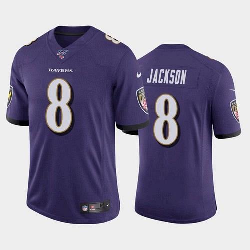 Men's Ravens Lamar Jackson 100th Season Vapor Limited Jersey - Purple