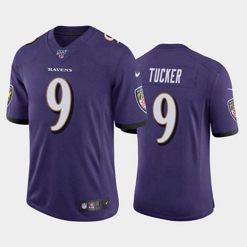 Men's Ravens Justin Tucker 100th Season Vapor Limited Jersey - Purple