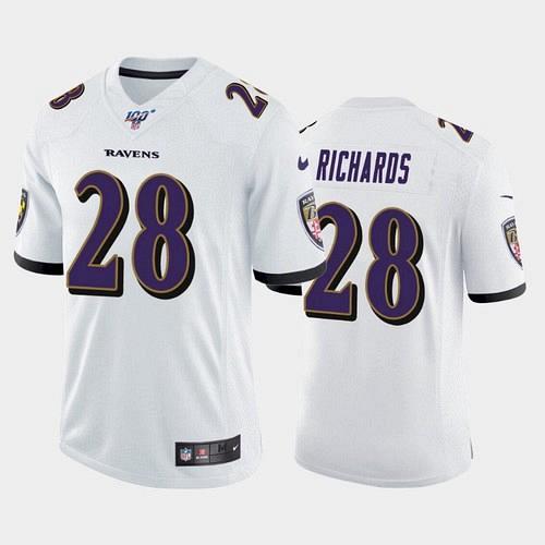 Men's Ravens Jordan Richards 100th Season Vapor Limited Jersey - White