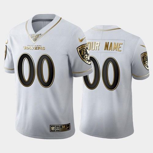 Men's Ravens Custom 100th Season Golden Edition Vapor Limited Jersey