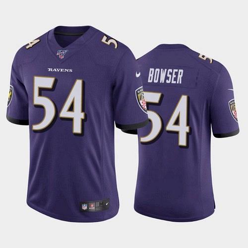 Men's Ravens Tyus Bowser 100th Season Vapor Limited Jersey - Purple