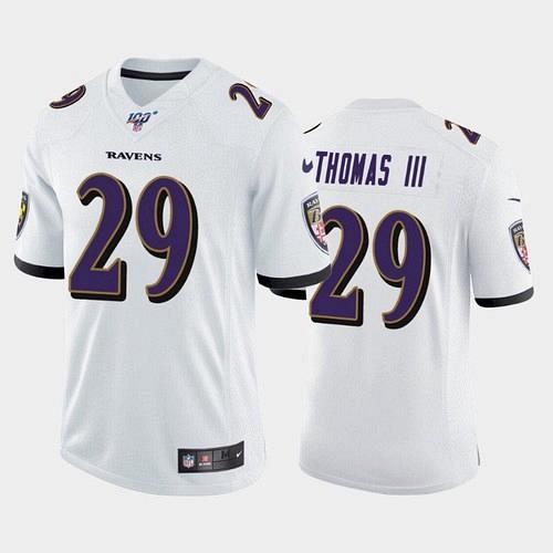 Men's Ravens Earl Thomas III 100th Season Vapor Limited Jersey - White