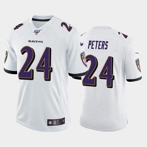 Men's Ravens Marcus Peters 100th Season Vapor Limited Jersey - White