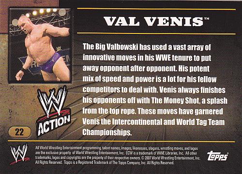 Val Venis #22 - WWE 2007 Topps Wrestling Trading Card