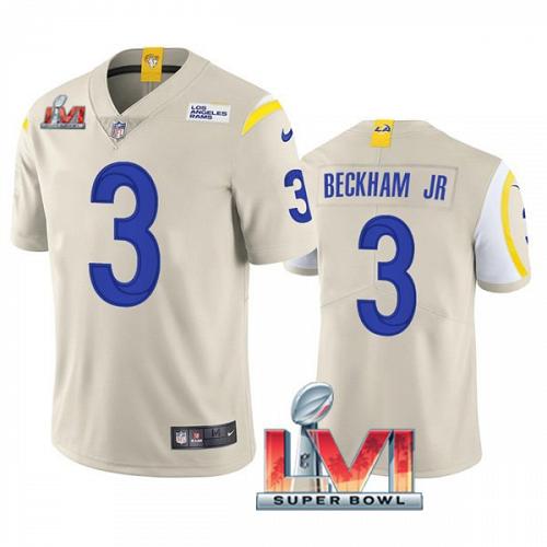 Men Odell Beckham Jr. Los Angeles Rams 2022 Super Bowl LVI Bone Vapor Limited Jersey