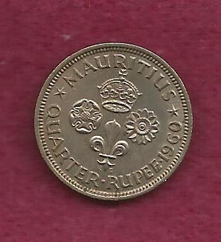 MAURITIUS 1/4 Rupee 1960 - QEII - KM#36 Maurice Moris Quarter