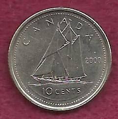 Canada 10 Cents 2000 Sailboat