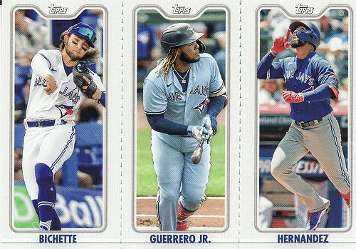 2022 Topps Opening Day Triple Play #4 - Bichette - Vlad Jr - Hernandez - Blue Jays