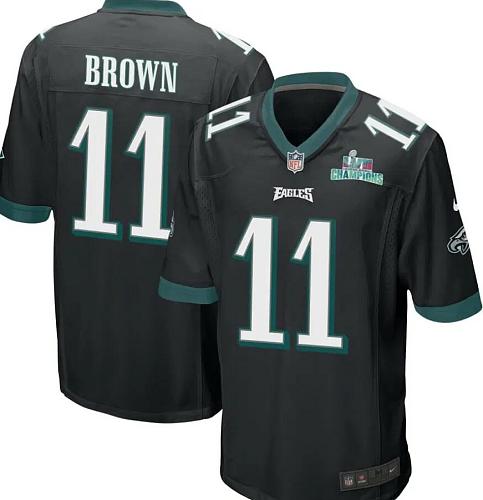 Men A.J. Brown 11 Philadelphia Eagles Super Bowl LVII Jersey Black