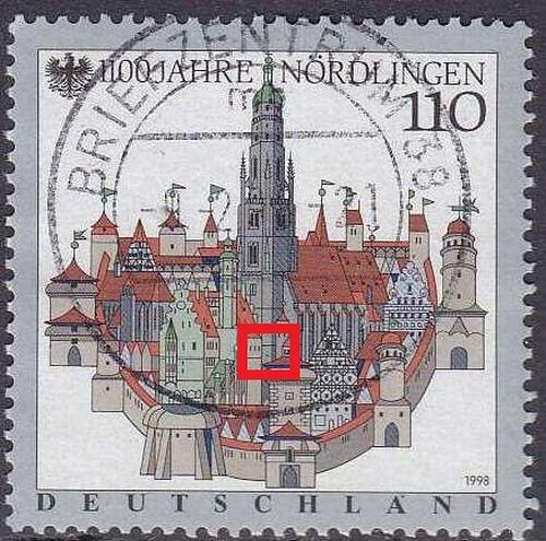 GERMANY BUND [1998] MiNr 1965 F4,II ( O/used ) [01] Bauwerke Plattenfehler