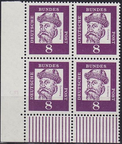 GERMANY BUND [1961] MiNr 0349 y W UR 4er ( **/mnh ) [01] Eckrand