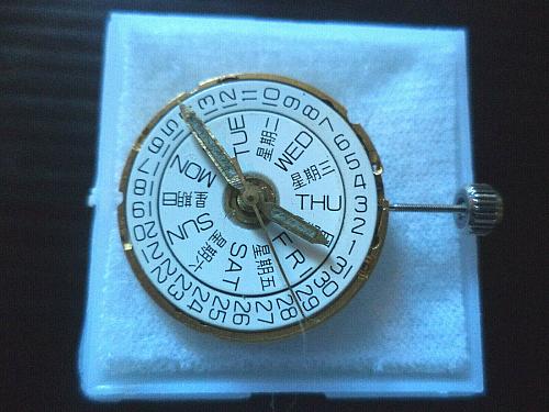 HACKING ETA 25J UNBRANDED 2836-2 , KANJI DAY/DATE WHEELS, HANDS, STEM, CROWN.