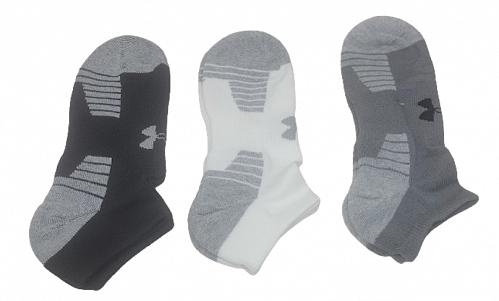 Under Armour UA HeatGear Socks 3 Pair Mens Women No Show Training Large Gray New