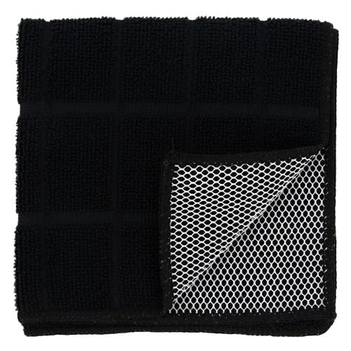 Black Kitchen Dish Hand Towels Set 4 Piece Set Windowpane Microfiber Absorbent