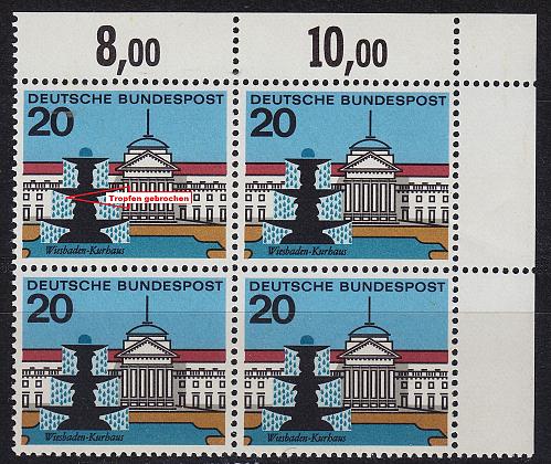 GERMANY BUND [1964] MiNr 0420 F4,II 4er ( **/mnh ) [01] Plattenfehler