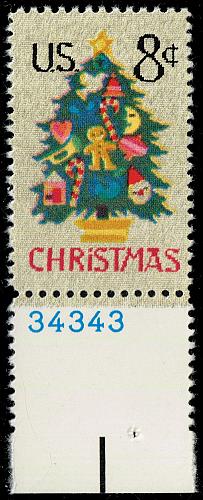 US #1508 Christmas Tree in Needlepoint P# Single; MNH |USA1508-13XDP