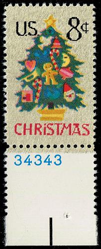 US #1508 Christmas Tree in Needlepoint P# Single; MNH |USA1508-13XDP