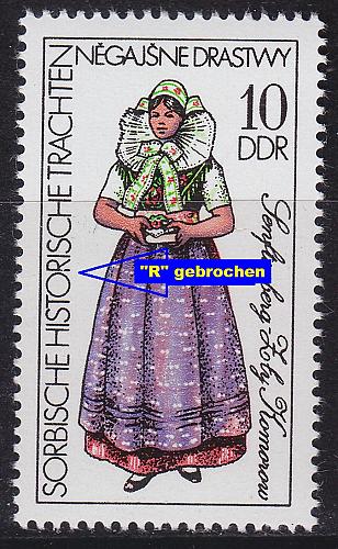 GERMANY DDR [1977] MiNr 2210 F29 ( **/mnh ) Trachten Plattenfehler