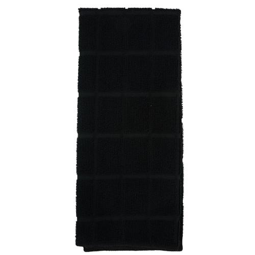 Black Kitchen Dish Hand Towels Set 4 Piece Set Windowpane Microfiber Absorbent