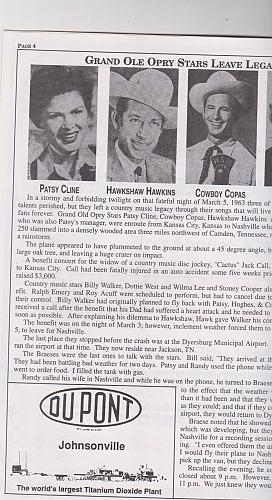 Benton County Tn. Musical Festival 1996 Program Patsy ClineTributes New