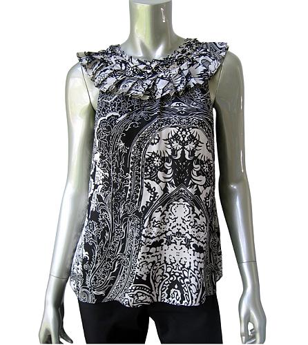 CA05 Club Monaco NEW Women Pleated Neckline Sleeveless Lined Pure Silk Blouse XS