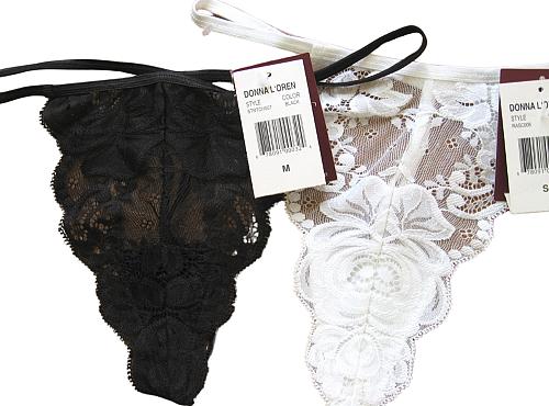 A558 Donna L'oren NEW Women's Sheer Embroidered Floral Lace Panel G-String Thong