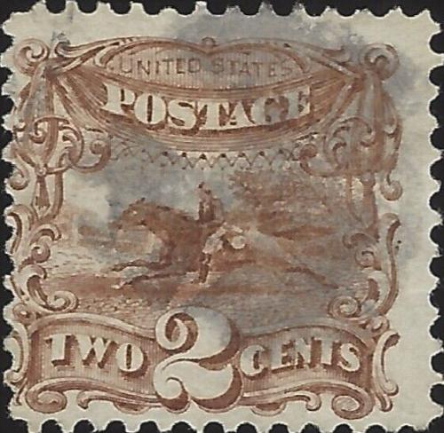 US Scott #113 Used VF 2 Cent 1869 Post Horse & Rider Stamp CV 90.00