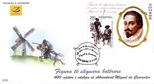 Albania Stamp 2016 Miguel de Cervantes. Don Quixote. Personalities FDC Block MNH
