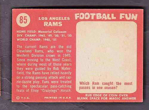1958 Topps Football #85 Los Angeles Rams Team NM/MT