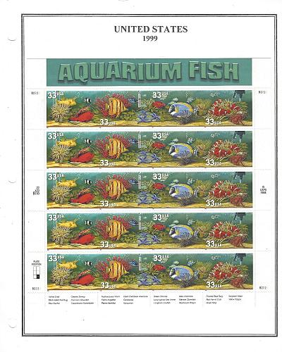 US Scott #3317-3320 Mint LH 33 Cent 1999 Aquarium Fish Stamps CV 13.00