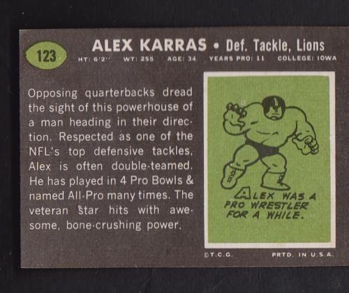 1969 Topps Football #123 Alex Karras Lions